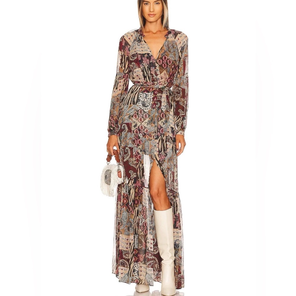 Veronica Beard Isra Multicolor Patchwork Print 10… - image 1